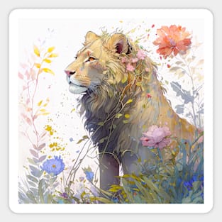 Lion Portrait Animal Painting Wildlife Outdoors Adventure Magnet